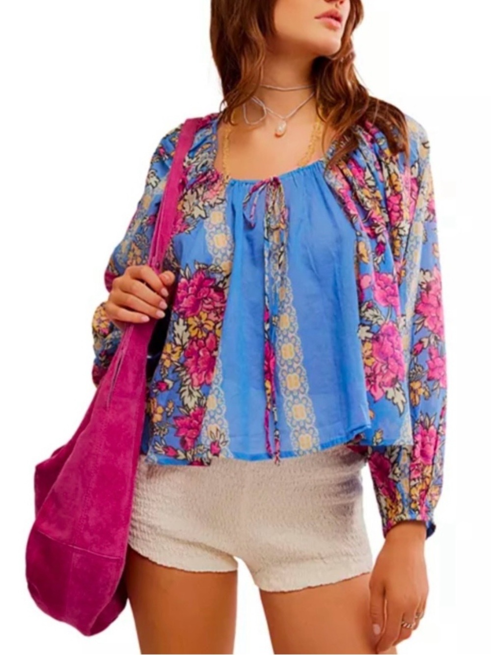 NWOT Free People Elena Printed Top